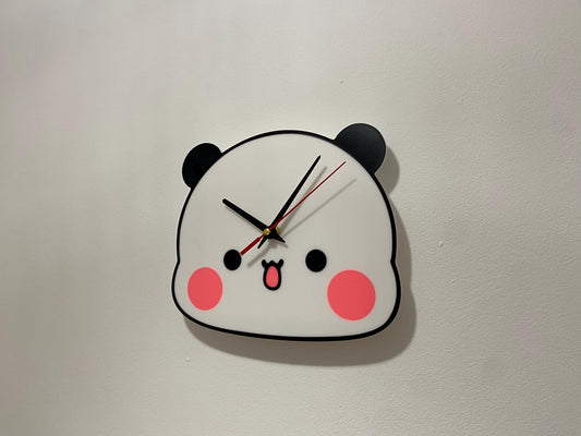Bubu Wall Clock Gift for Couple Love Heart Cute Couple Panda Bear Trendy Gift Lovely Gift for Girlfriend