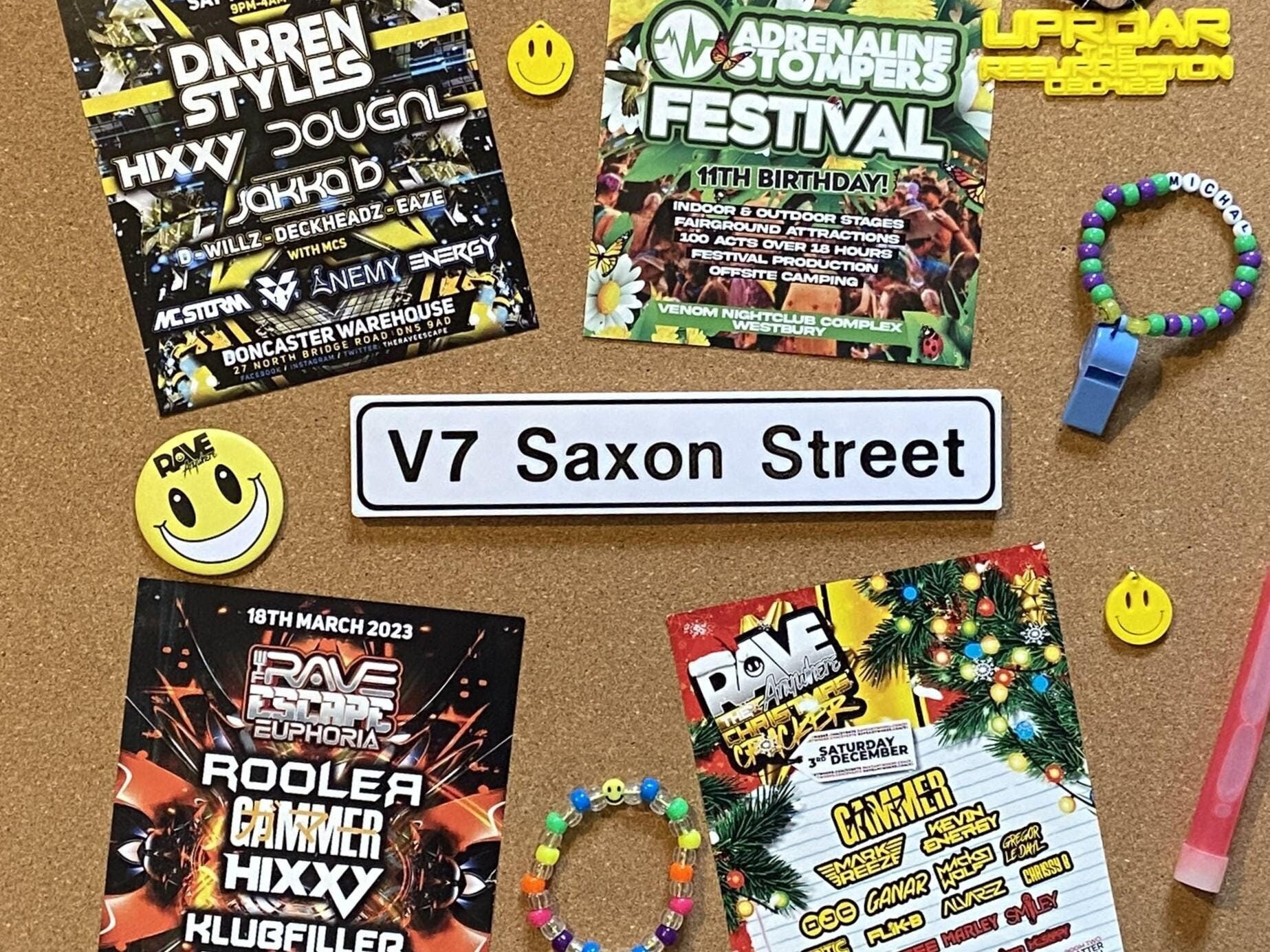 V7 Saxon Street Sign Gift For Ravers Old School Sanctuary Rave Milton Keynes 90's