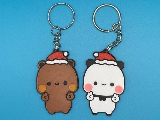 Bubu Dudu Xmas Gift Cute Couple Keyring Gift for Couples Panda Bear Keychain Peach Goma Cute Christmas Gift