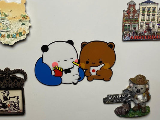 Bubu Dudu Fridge Magnet Gift for Couples Love Heart Cute Couple Panda Bear Peach Goma
