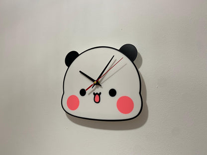 Bubu Wall Clock Gift for Couple Love Heart Cute Couple Panda Bear Trendy Gift Lovely Gift for Girlfriend