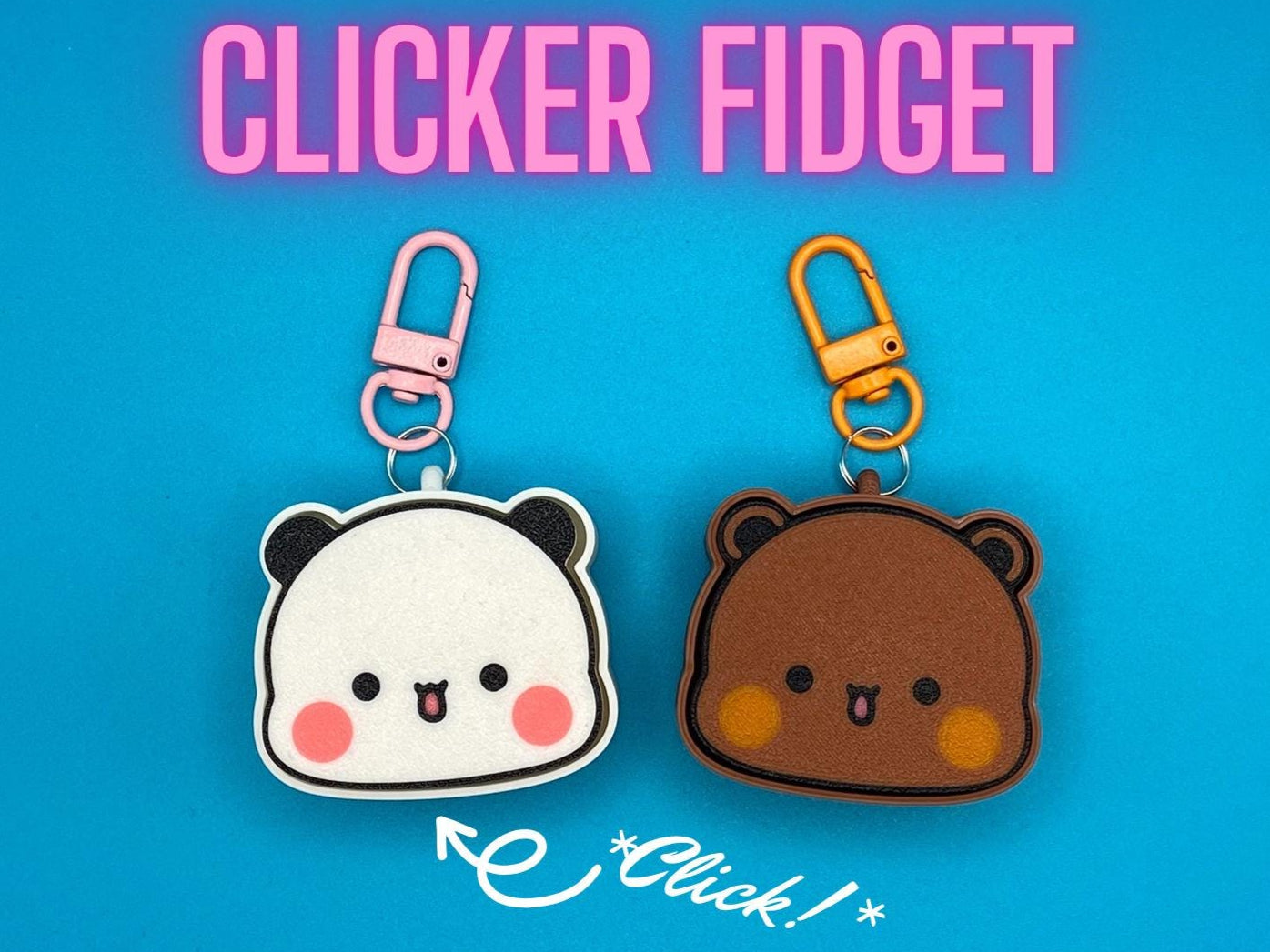 Bubu Dudu Fidget Clicker Keychain Gift for Couples Panda Bear Keyring Peach Goma Cute Couple Keyboard Clicker Toy Stress Relief