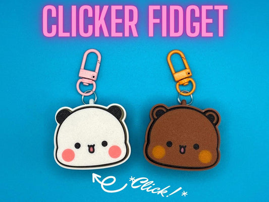 Bubu Dudu Fidget Clicker Keychain Gift for Couples Panda Bear Keyring Peach Goma Cute Couple Keyboard Clicker Toy Stress Relief