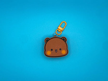 Bubu Dudu Fidget Clicker Keychain Gift for Couples Panda Bear Keyring Peach Goma Cute Couple Keyboard Clicker Toy Stress Relief