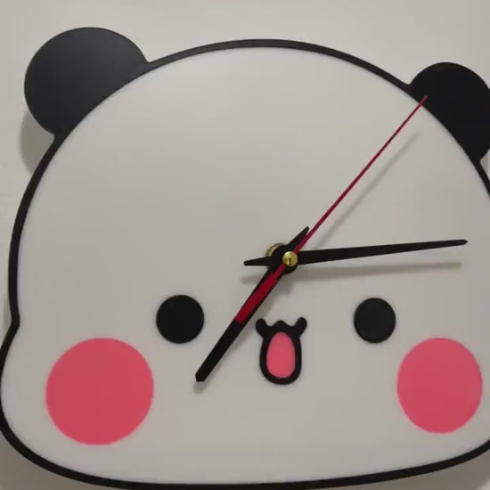 Bubu Wall Clock Gift for Couple Love Heart Cute Couple Panda Bear Trendy Gift Lovely Gift for Girlfriend