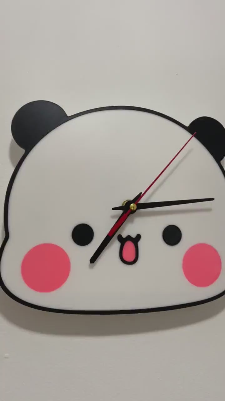 Bubu Wall Clock Gift for Couple Love Heart Cute Couple Panda Bear Trendy Gift Lovely Gift for Girlfriend